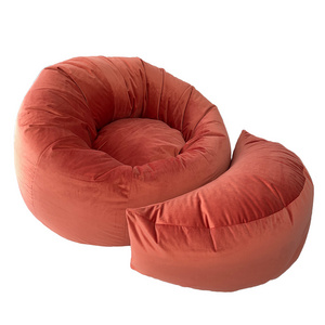 Beanbag Living Room High Quality lazy sofa Color Large Bowl Shape beanbag chair With Footstool Custom wholesale bean bag lounger