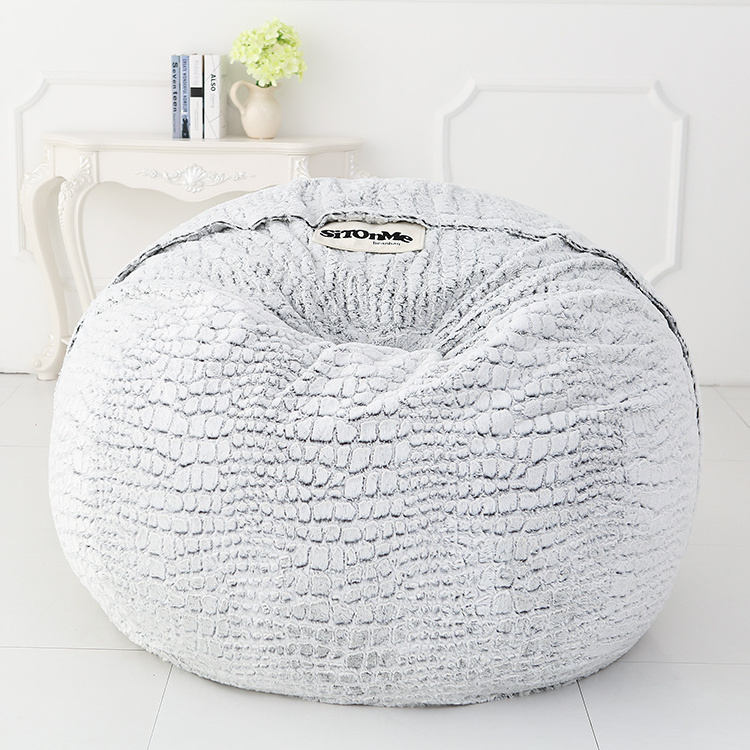 Indoor Furniture Stone fur foam Chair cover Custom Comfortable soft faux fur Beanbag foam chair