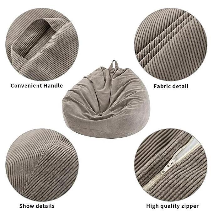 Design Storage corduroy foam sofa sack knitted lazy bean bag for kids indoor room Wholesale customization foam stuffed lounger