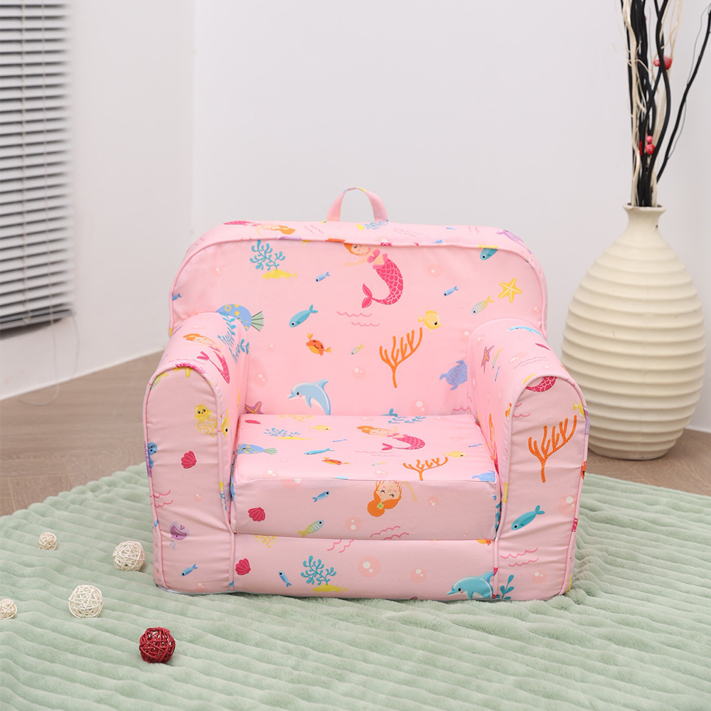 Factory supply wholesale printed canvas cozy convertible lounge chair for kids Custom wholesale kids foam sofa foam sofa sack