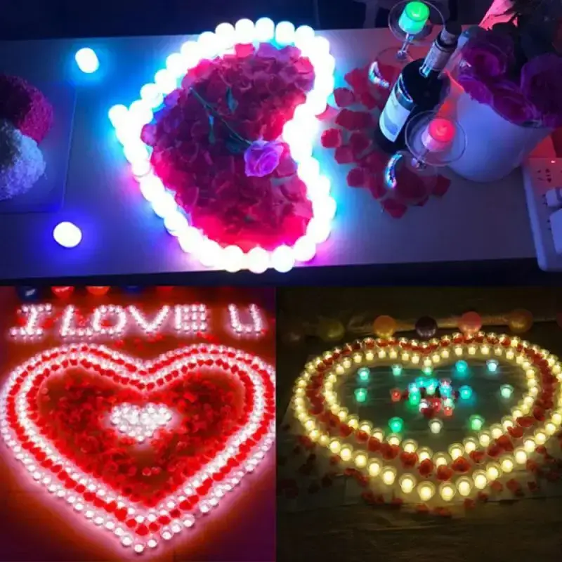 Led Electronic Candle Light Cylinder Heart-Shaped Light Confession Show Love Proposal Room Decoration Wedding Props Night Light