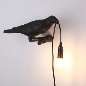 Timjay Gothic Raven Wall Sconce Lighting  Vintage Resin Bird Table Lamp Wall Decor and Bedroom Bedside led wall lamp