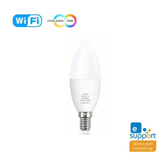 Timjay EWelink Zigbee E14 Wifi RGB C+W Dimmable Lamp E14 Candle Works Alexa Google Home Yandex Alice Smart Led Bulb