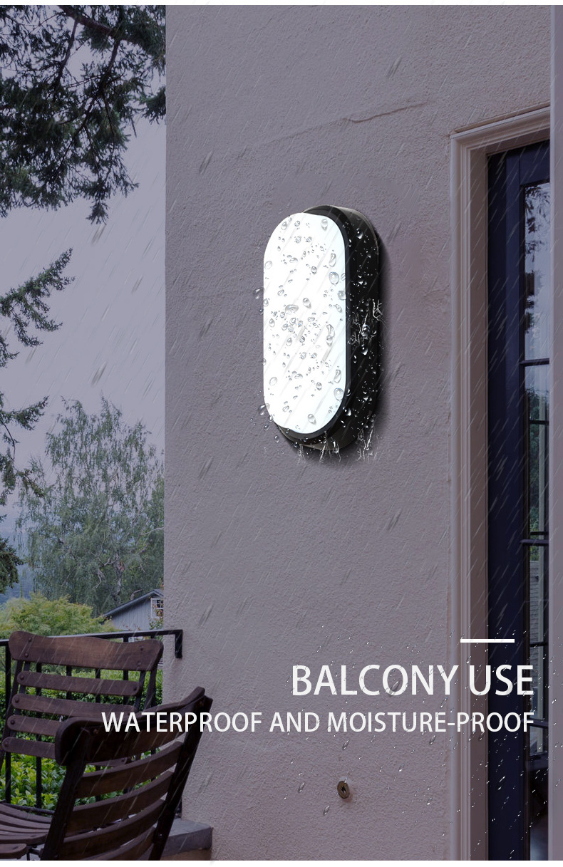 Timjay 12W 15W Outdoor Garden Porch Surface Mounted Oval Sconce Lighting Bathroom Moistureproof Ceiling Light LED Wall Lamp