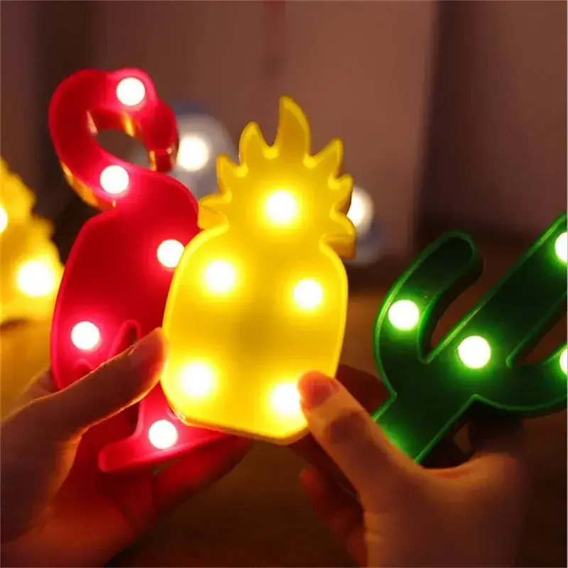 Wholesale Cute Alphabet Flamingo Led Baby Night Light Toy Pineapple Cactus Led Home Christmas Decorative Wall Lights