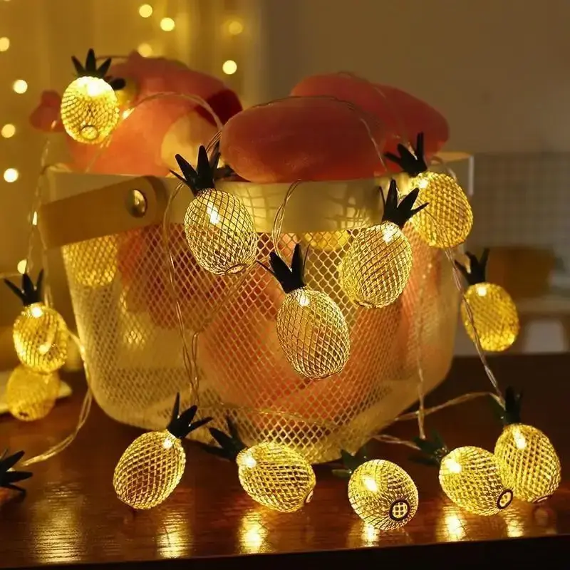 10/20 LED Pineapple String Lights Battery Operated Home Party Christmas Wedding New Year Garden Decoration Night Lights