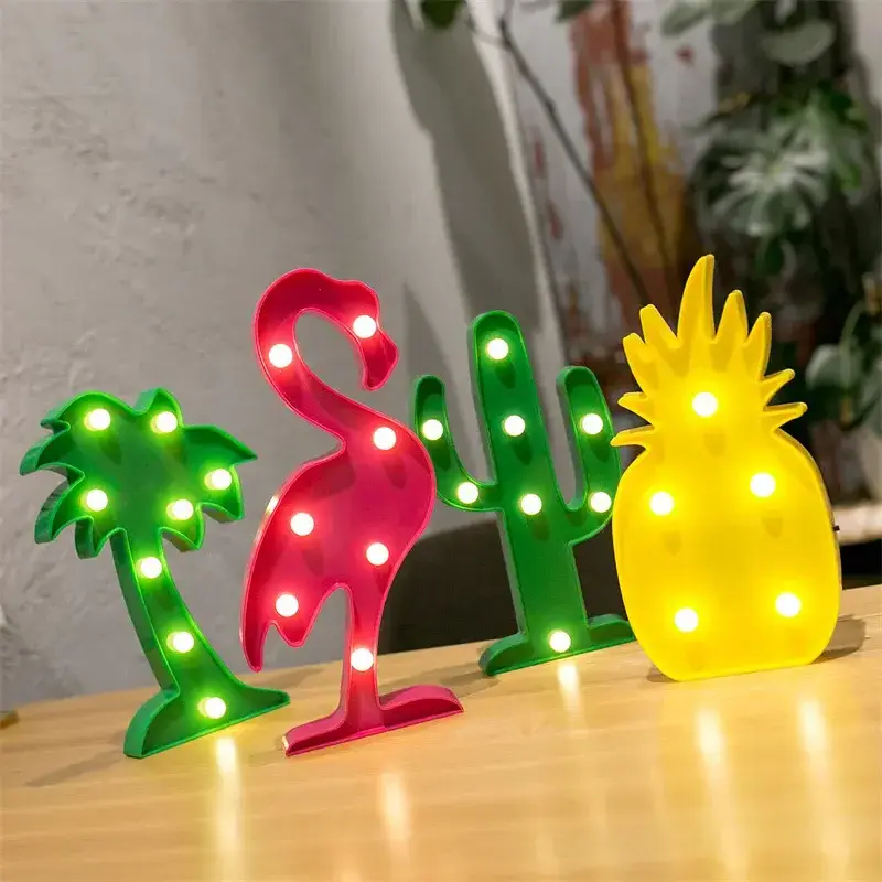 Wholesale Cute Alphabet Flamingo Led Baby Night Light Toy Pineapple Cactus Led Home Christmas Decorative Wall Lights