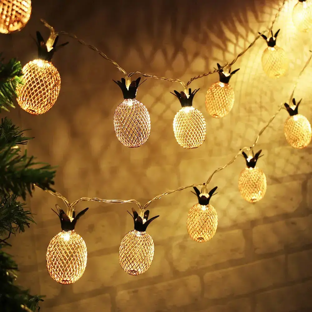 10/20 LED Pineapple String Lights Battery Operated Home Party Christmas Wedding New Year Garden Decoration Night Lights