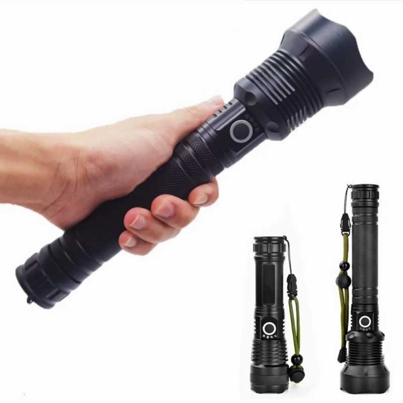 P50 torch light high power rechargeable led flashlight 100000 lumens waterproof long range powerful tactical lanterns flashlight