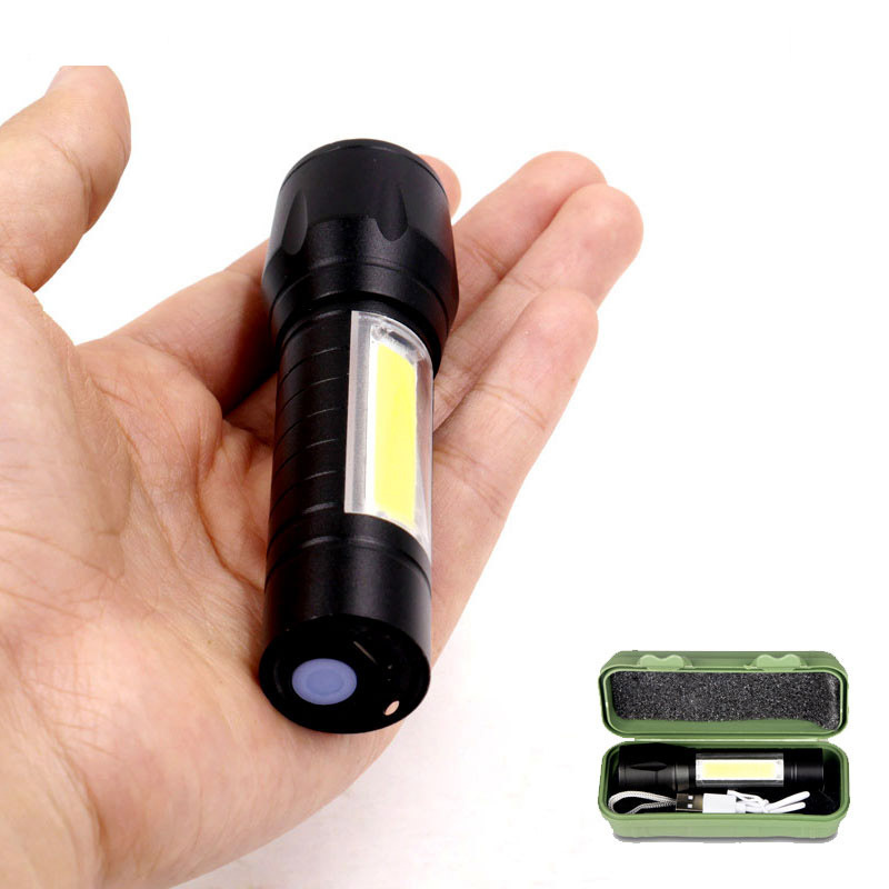 2000 Lumen Powerful 3Modes Mini zoomable  LED Keychain Emergency COB+XPE Rechargeable USB Battery LED tactical Torch Flashlights