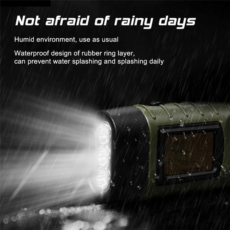 Helius Hand Crank Solar Powered Flashlight Emergency Rechargeable Led Flashlights Self Powered Charging Torch Light Flashlight