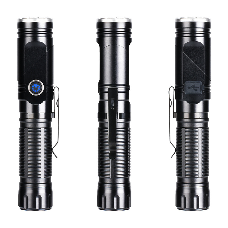 Rotation L-shaped folding angle tail magnet power display waterproof rechargeable usb led tactical torch outdoor flashlights