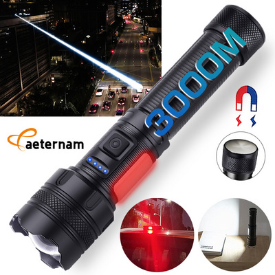 super bright 3000m led torch tactical zoom rechargeable magnet outdoor aluminum 100000 lumen waterproof torch light flashlight