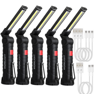 Portable 5 Modes Folding with Magnet & Hook Rechargeable USB led torch Work light flashlights