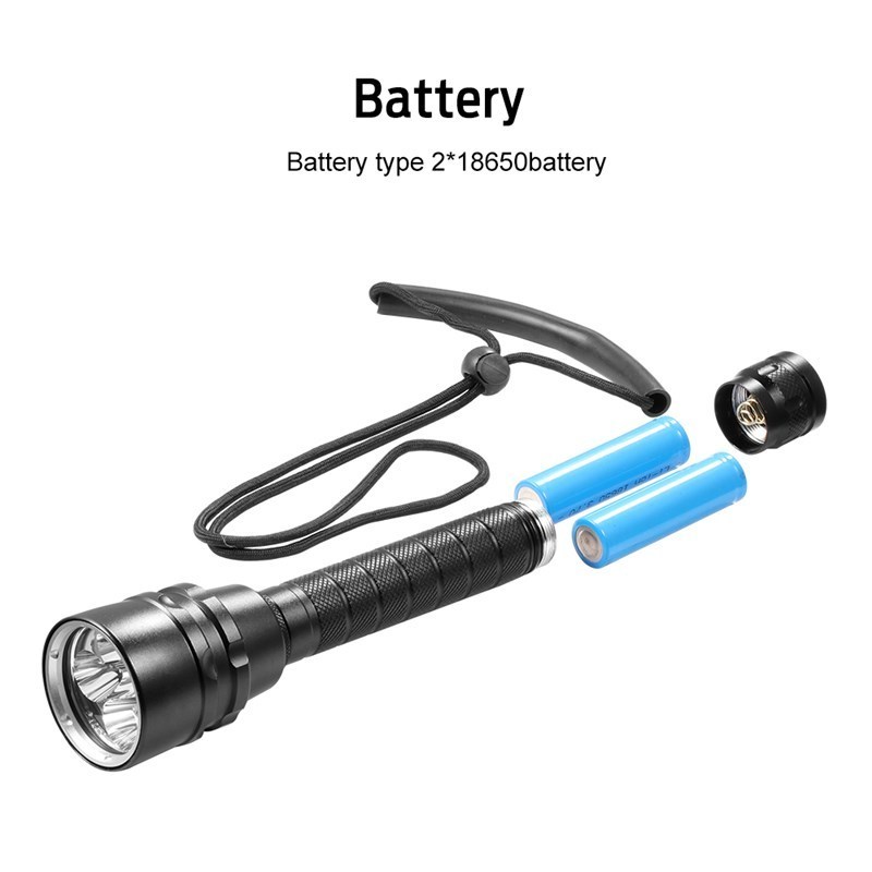 Super 20000LM T6/L2 Professional IP8 Waterproof rating Lamp Using 18650 Battery led Diving Underwater torch light flashlights