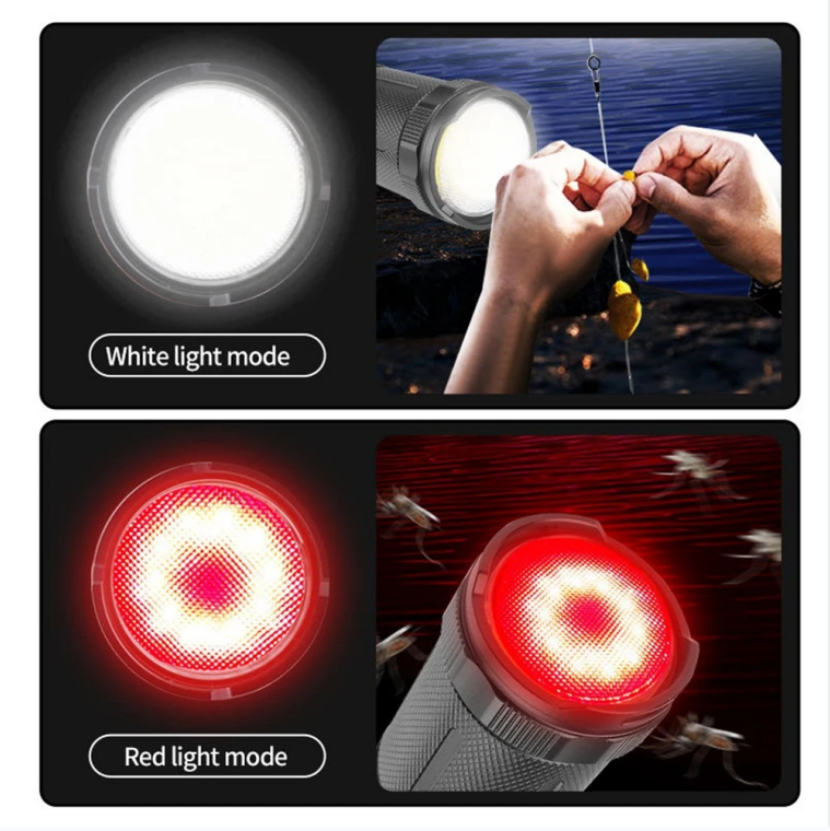 White lazer telescopic zoom cob tail light power bank waterproof rechargeable usb led tactical torch light outdoor flashlight