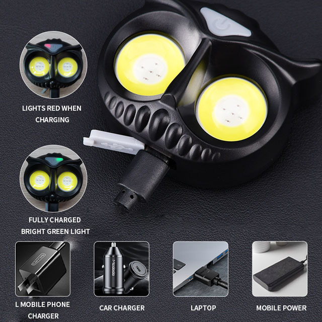 Portable rotating hunting lights 1000 lumen usb magnet flashlight type-c rechargeable 3w xpe cob led linterna headlight headlamp