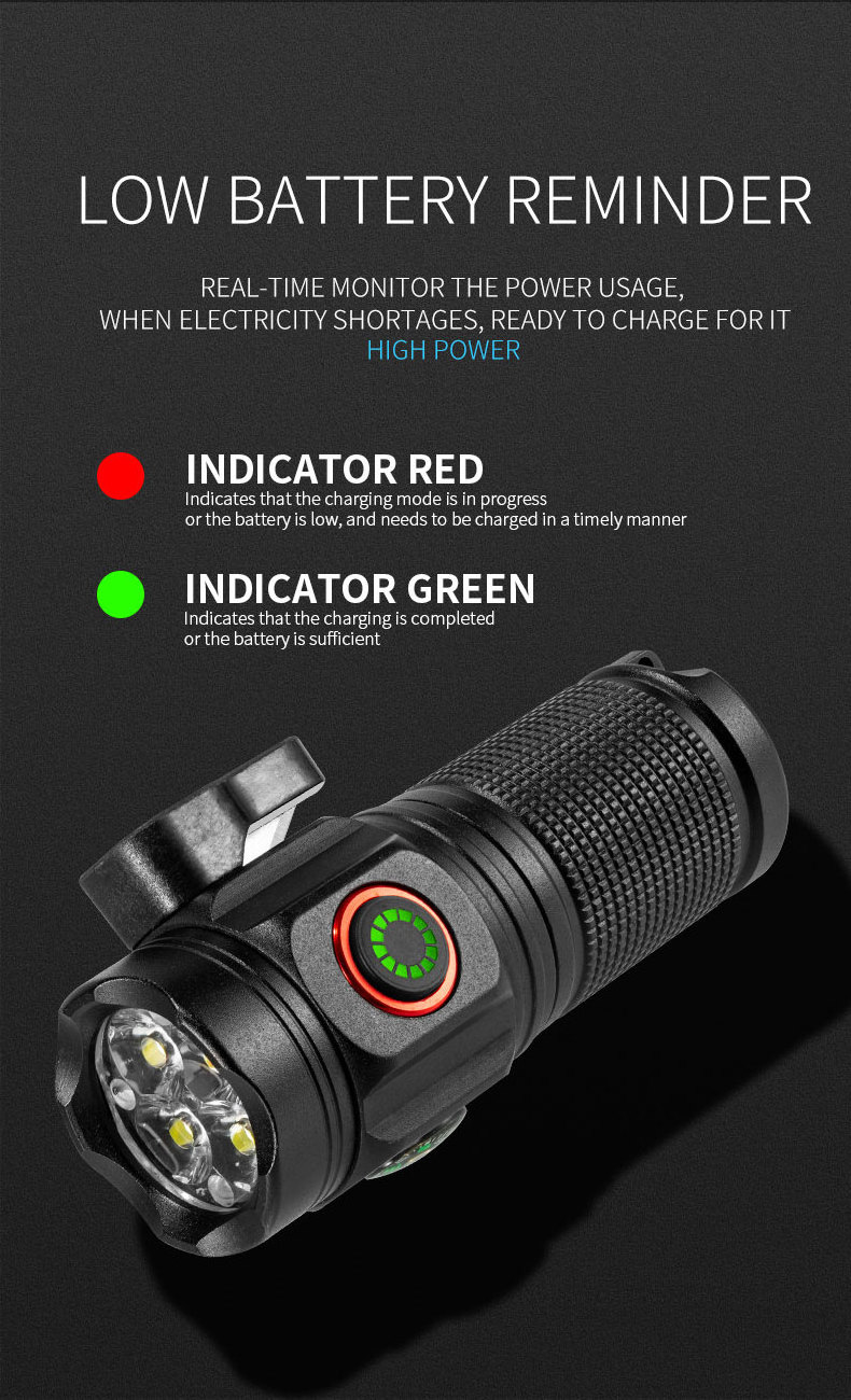 Kensun mini 4*P360 power display belt cutter pen clip waterproof rechargeable usb led tactical torch lantern outdoor flashlight