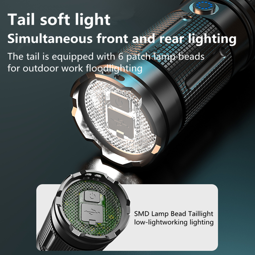 Helius white laser beam SMD Tail Light Telescopic ZOOM Power Bank rechargeable waterproof led lantern torch lihgt flashlights