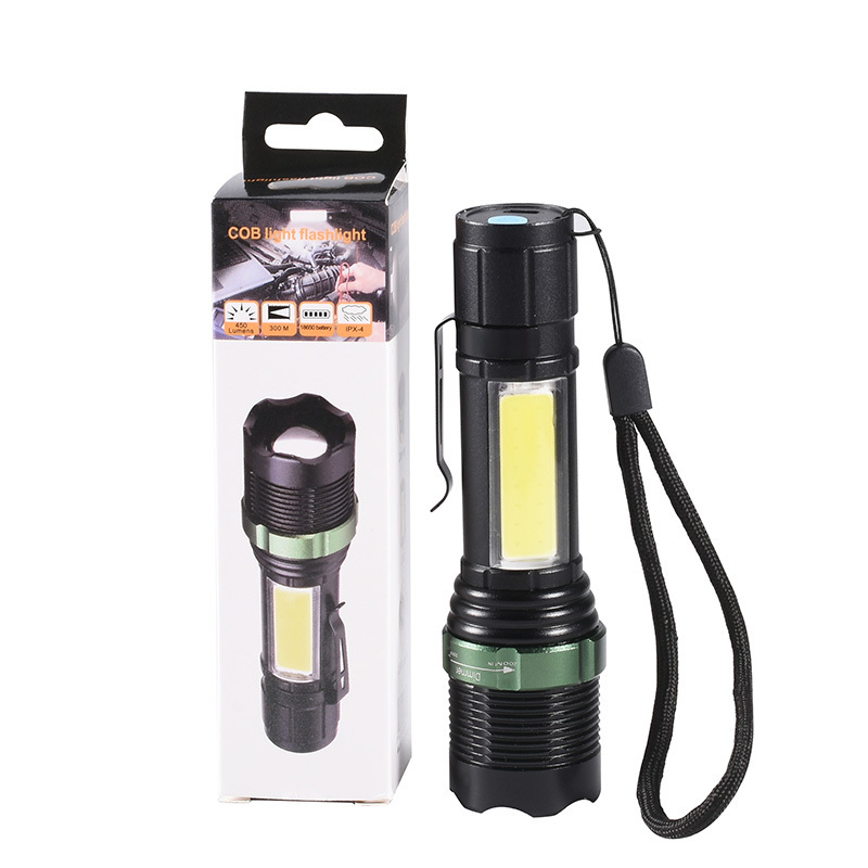 T6 COB side Variable Focus Charging Zoomable waterproof pen clip rechargeable usb led tactical torch light lantern outdoor f