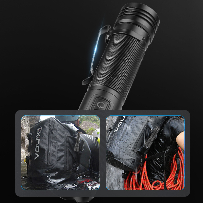 p50 pen clip power display telescopic zoom waterproof rechargeable usb led tactical torch light flashlight