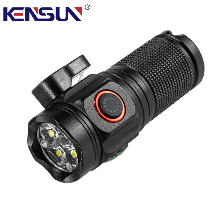 Kensun mini 4*P360 power display belt cutter pen clip waterproof rechargeable usb led tactical torch lantern outdoor flashlight