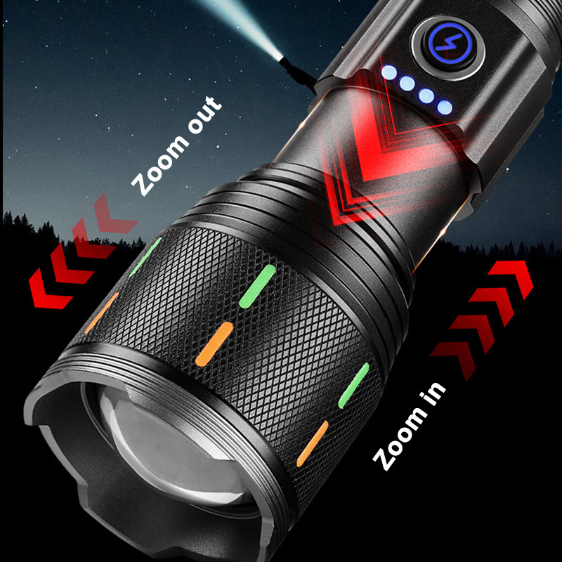 aeternam white laser p50 fluorescence Power bank telescopic zoom waterproof rechargeable usb led tactical torch light flashlight