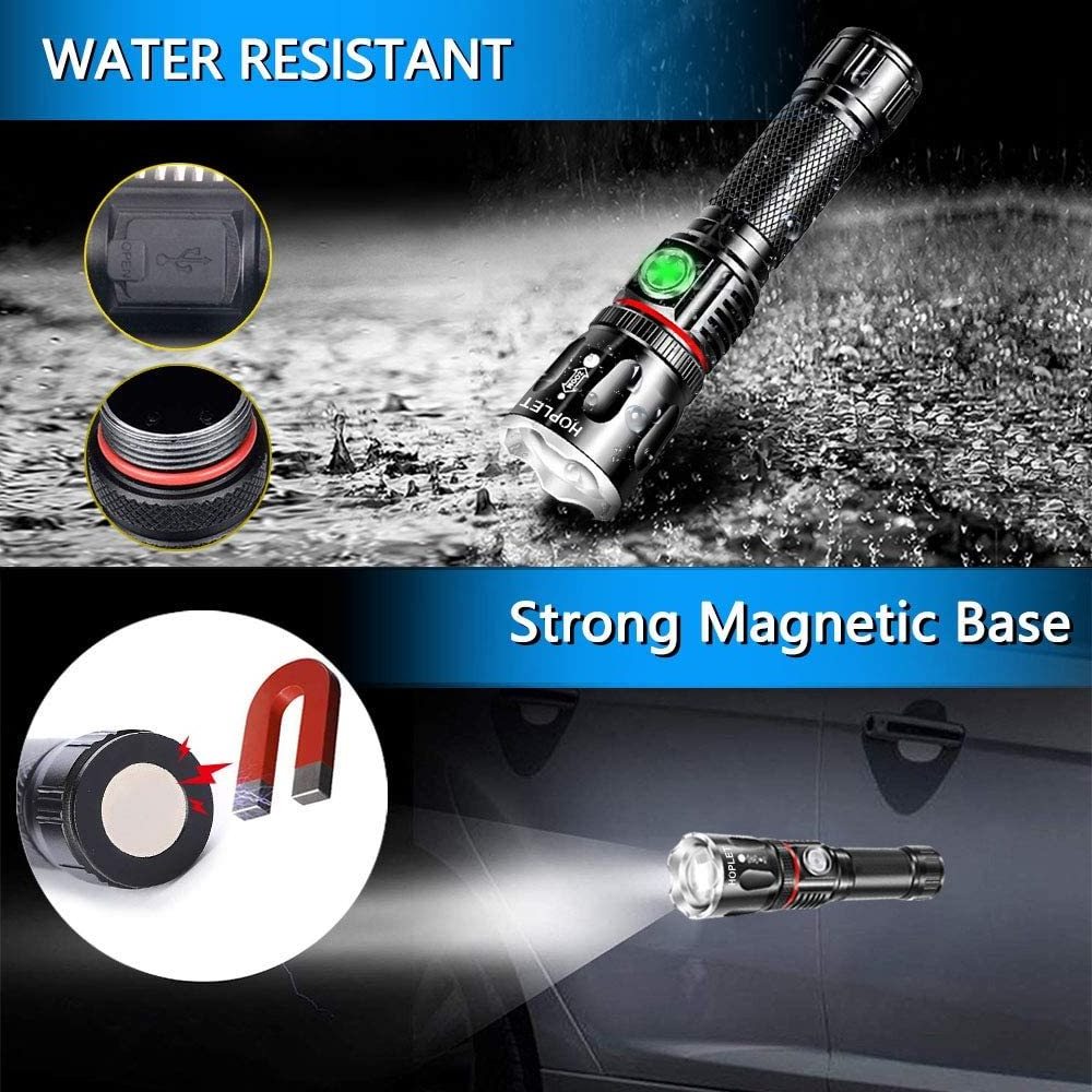 aeternam T6 L2 Zoomable Tail Magnet usb rechargeable battery tactical cob side light led zoom work torch lanterns flashlights