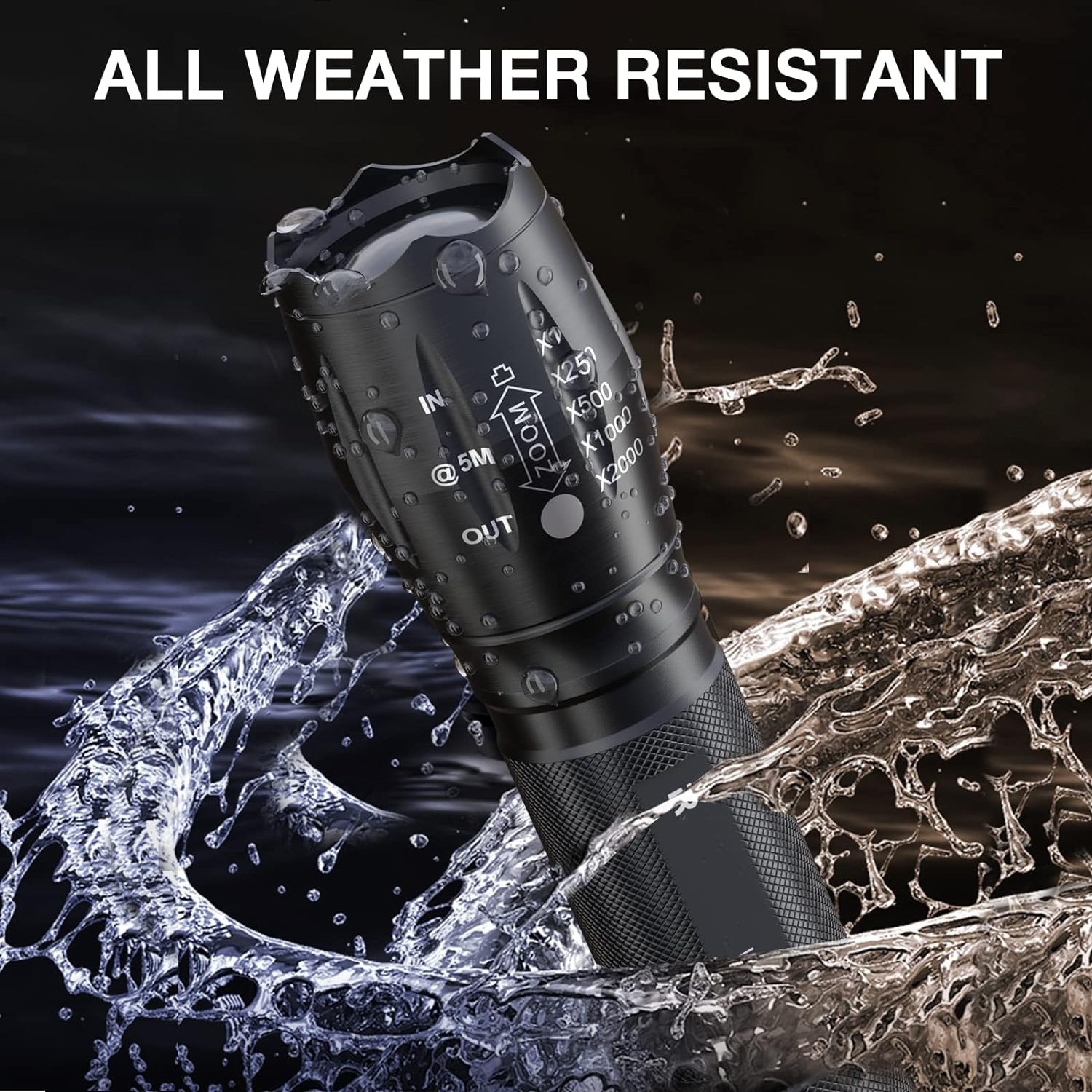 aeternam Super bright Water Resistant T6 zoomable power bank waterproof rechargeable usb led tactical torch light flashlight