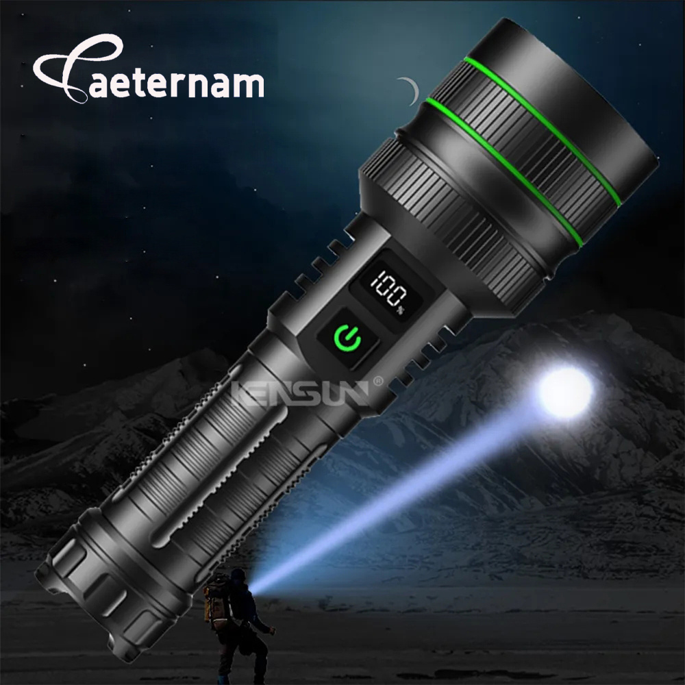 Power bank long range 1500m zoomable 100000 lumen waterproof rechargeable usb led tactical torch light outdoor flashlight