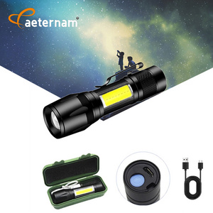 1000 Lumen Powerful 3Modes Mini zoomable  LED Keychain Emergency COB+XPE Rechargeable USB Battery LED tactical Torch Flashlights