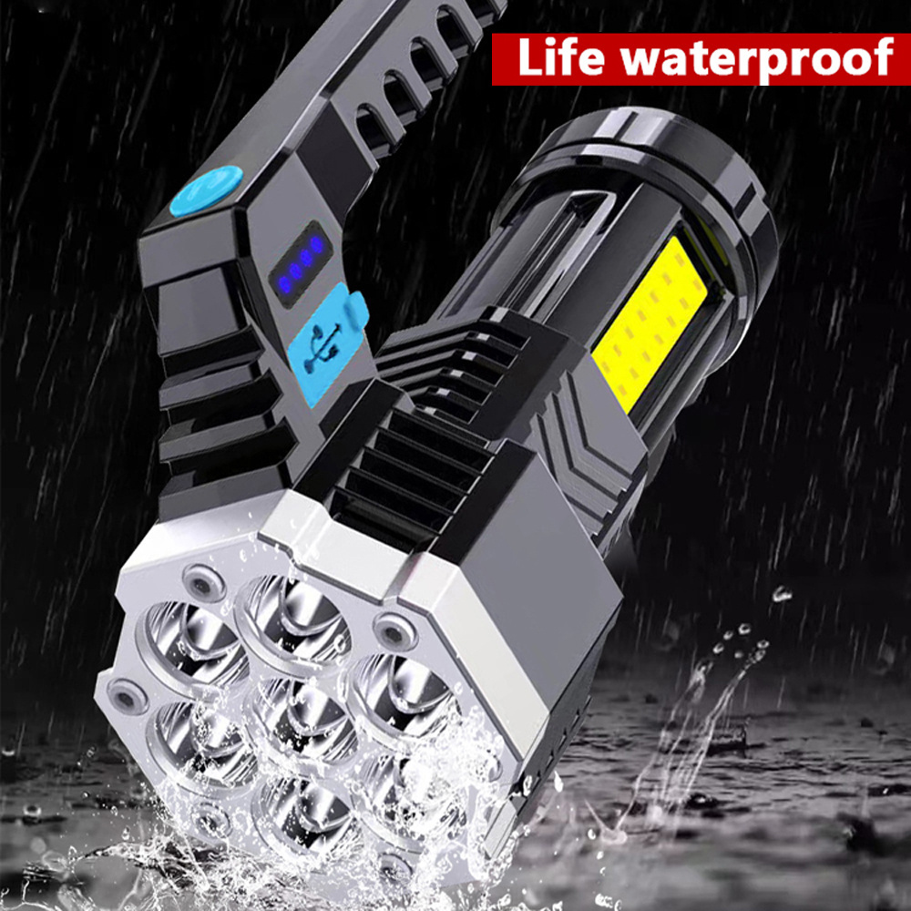 High Power 4000LM 7 LEDs Outdoor Handheld Lamp Camping Portable USB Rechargeable LED Flashlight COB+XPE LED torch Flashlights