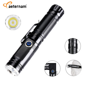 Rotation L-shaped folding angle tail magnet power display waterproof rechargeable usb led tactical torch outdoor flashlights