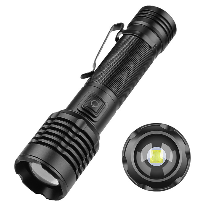 p50 pen clip power display telescopic zoom waterproof rechargeable usb led tactical torch light flashlight