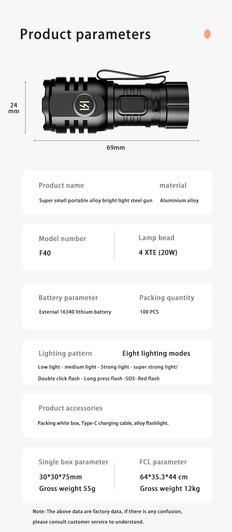 Kensun 4 light bead tail magnet side pen holder waterproof rechargeable usb led tactical torch light lantern outdoor flashlight