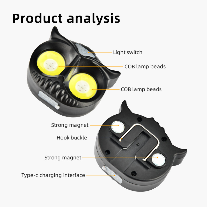 Portable rotating hunting lights 1000 lumen usb magnet flashlight type-c rechargeable 3w xpe cob led linterna headlight headlamp