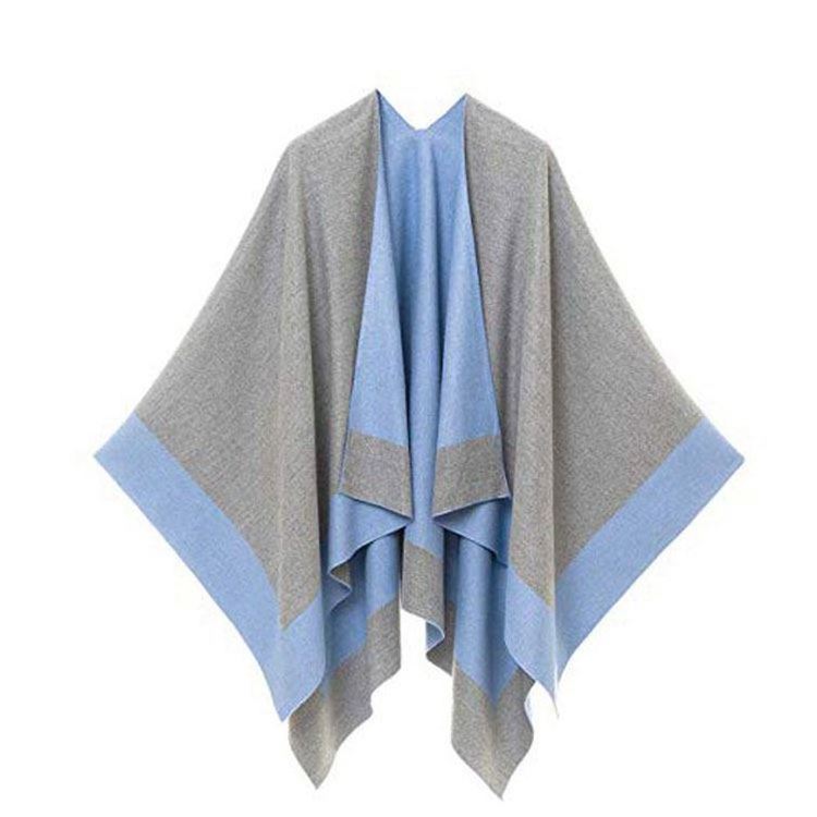 High Quality 470g Thick Warm Cloak Cashmere Shawl Oversize Double-sided Printed Trendy Pashmina Poncho with Batwing Sleeves