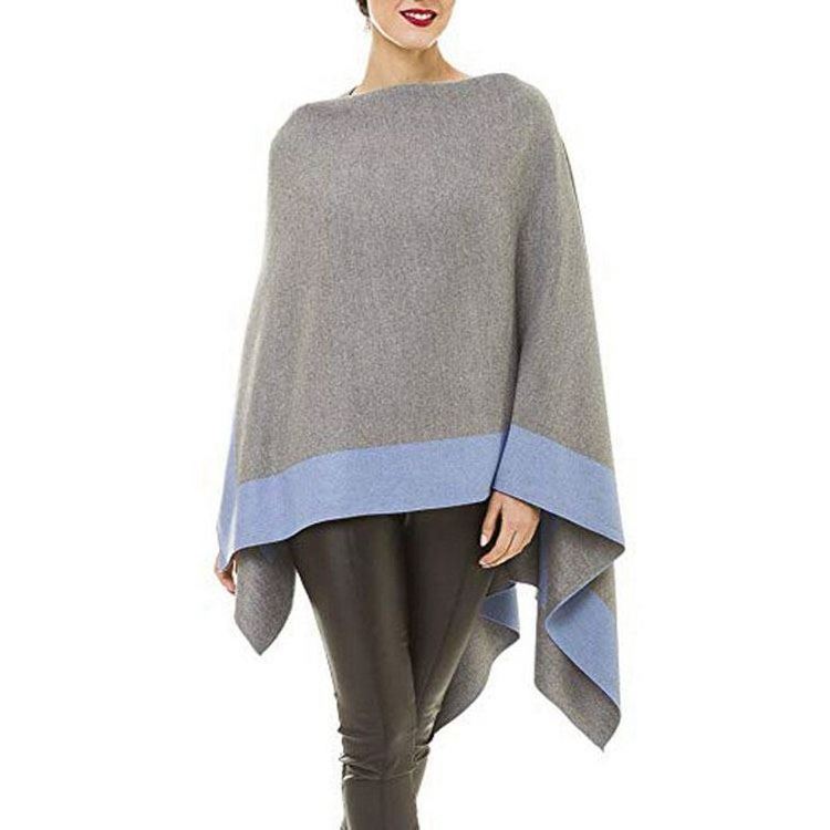 High Quality 470g Thick Warm Cloak Cashmere Shawl Oversize Double-sided Printed Trendy Pashmina Poncho with Batwing Sleeves