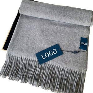 Fashion Cashmere Brushed Scarf OEM Custom Logo White Thick Tassel Warm Cashmere Shawl Fashion Women Cashmere Warm Scarf