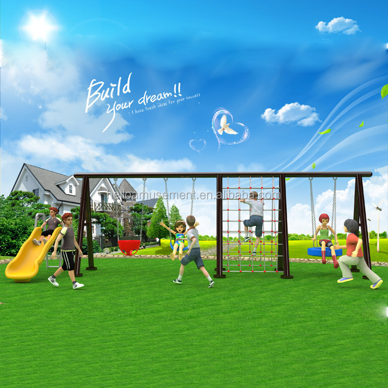 hot sell children small play ground plastic swings and slides for outdoor