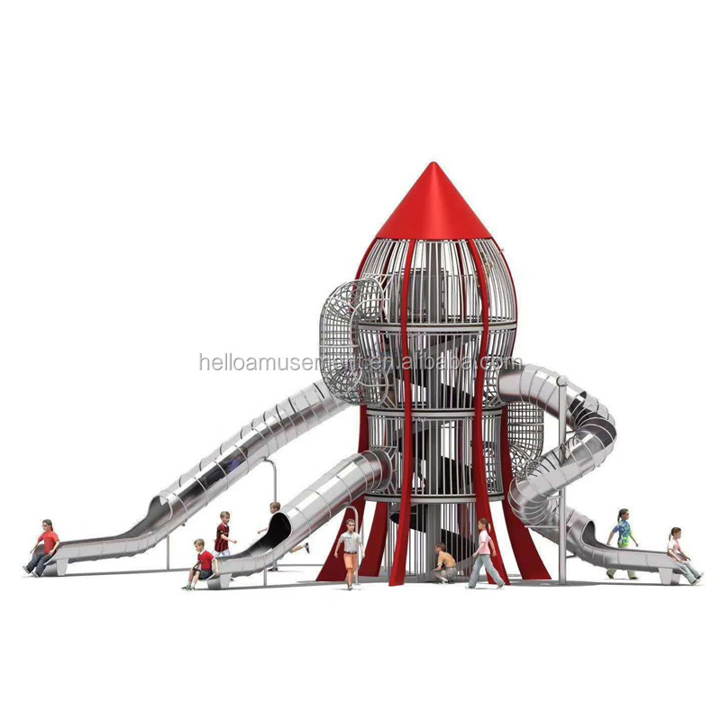 outdoor children park playground special wide custom stainless steel slide for park mountain hill