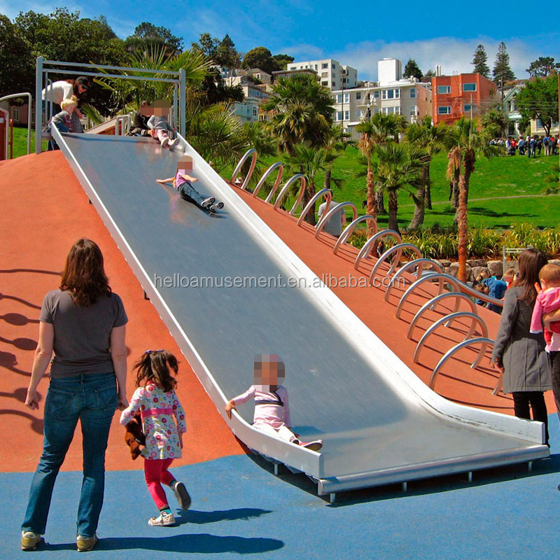 outdoor children park playground special wide custom stainless steel slide for park mountain hill