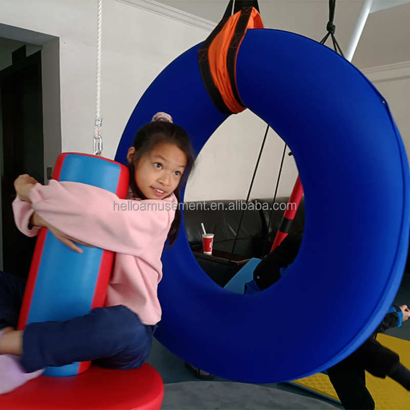 toddler vestibular function training balance exercise toy daycare indoor sensory training inflatable tire swing for wholesale.