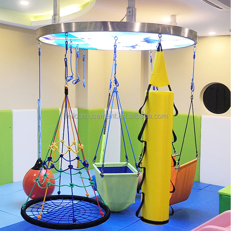 Kids vestibular balance exercise toy daycare sensory training net disk swing sensory play sensory swing for indoor