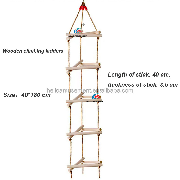 Children indoor sensory hanging training swing Wooden climbing ladders daycare sensory play swing for wholesale