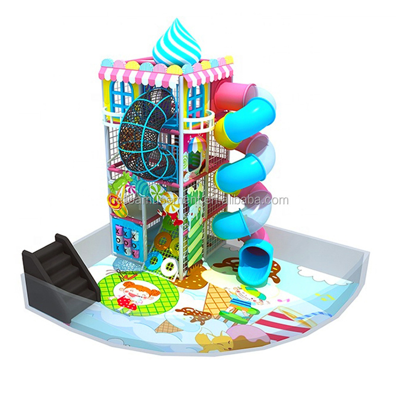 children soft indoor play center kids playground long fiberglass slide plastic spiral tube high tower slide