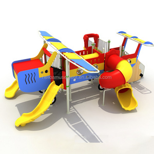 Outdoor Role Play Explore Airplane Indoor PE Slide Children Playground  With Tube Slide