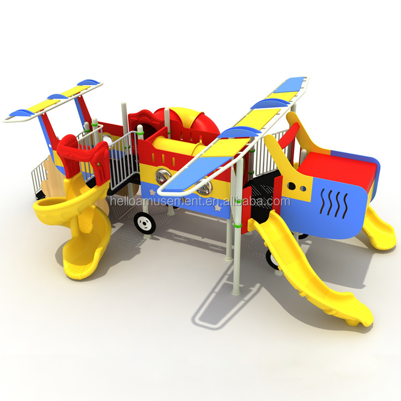 Outdoor Role Play Explore Airplane Indoor PE Slide Children Playground  With Tube Slide