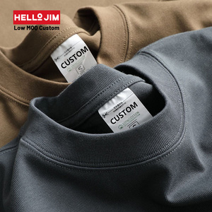 custom plain heavy cotton luxury tshirt custom print logo mock neck blank t shirt oversize men's t-shirt for men