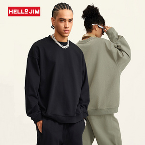 HELLOJIM 2023 New custom Blank hoodies high quality 440g heavyweight Streetwear crew neck sweatshirt oversized